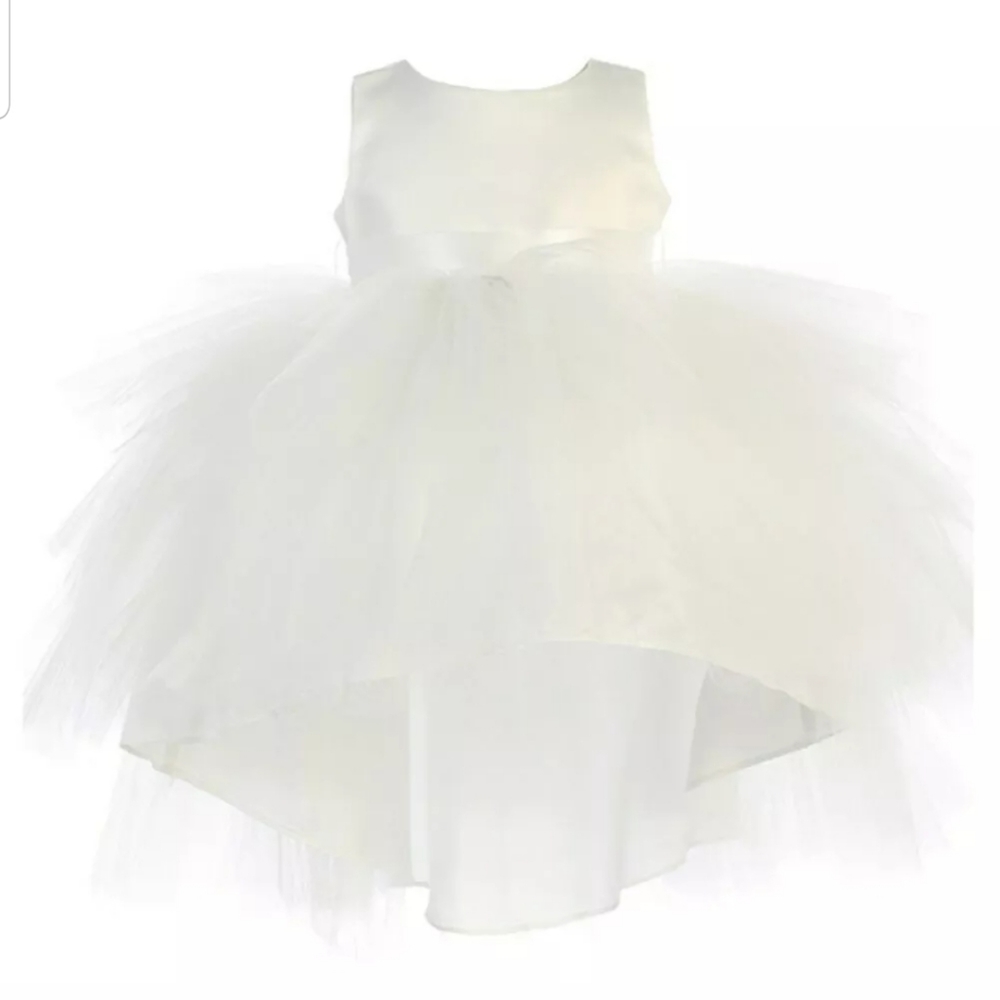 Tip top kids baby ivory white blue ruffle dress - Picture 4 of 4
